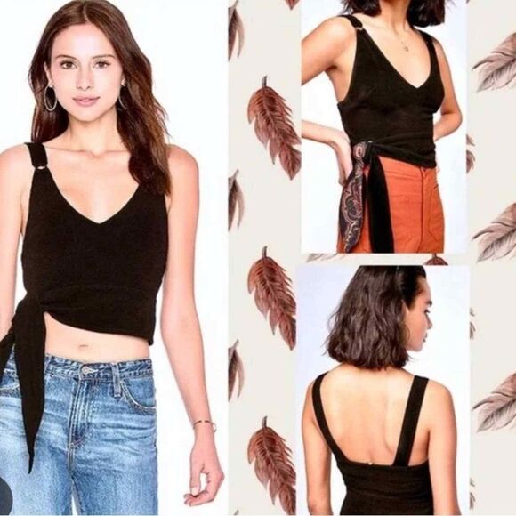 Free People Tops Free People Paisley Pop Cropped Black Tank Top Black Size Small - Picture 10 of 10